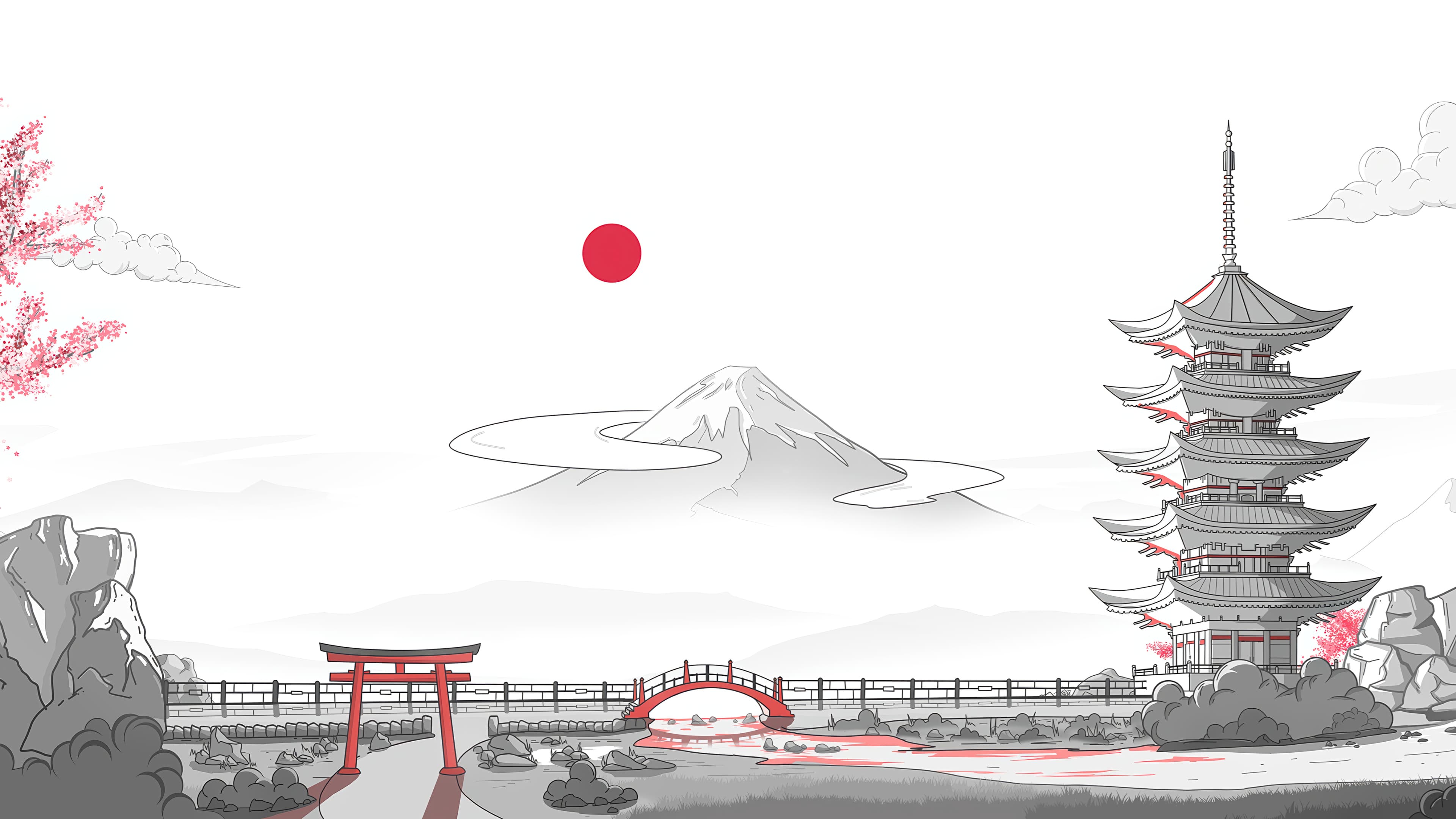 Mount Fuji Digital Art 4k Wallpaper