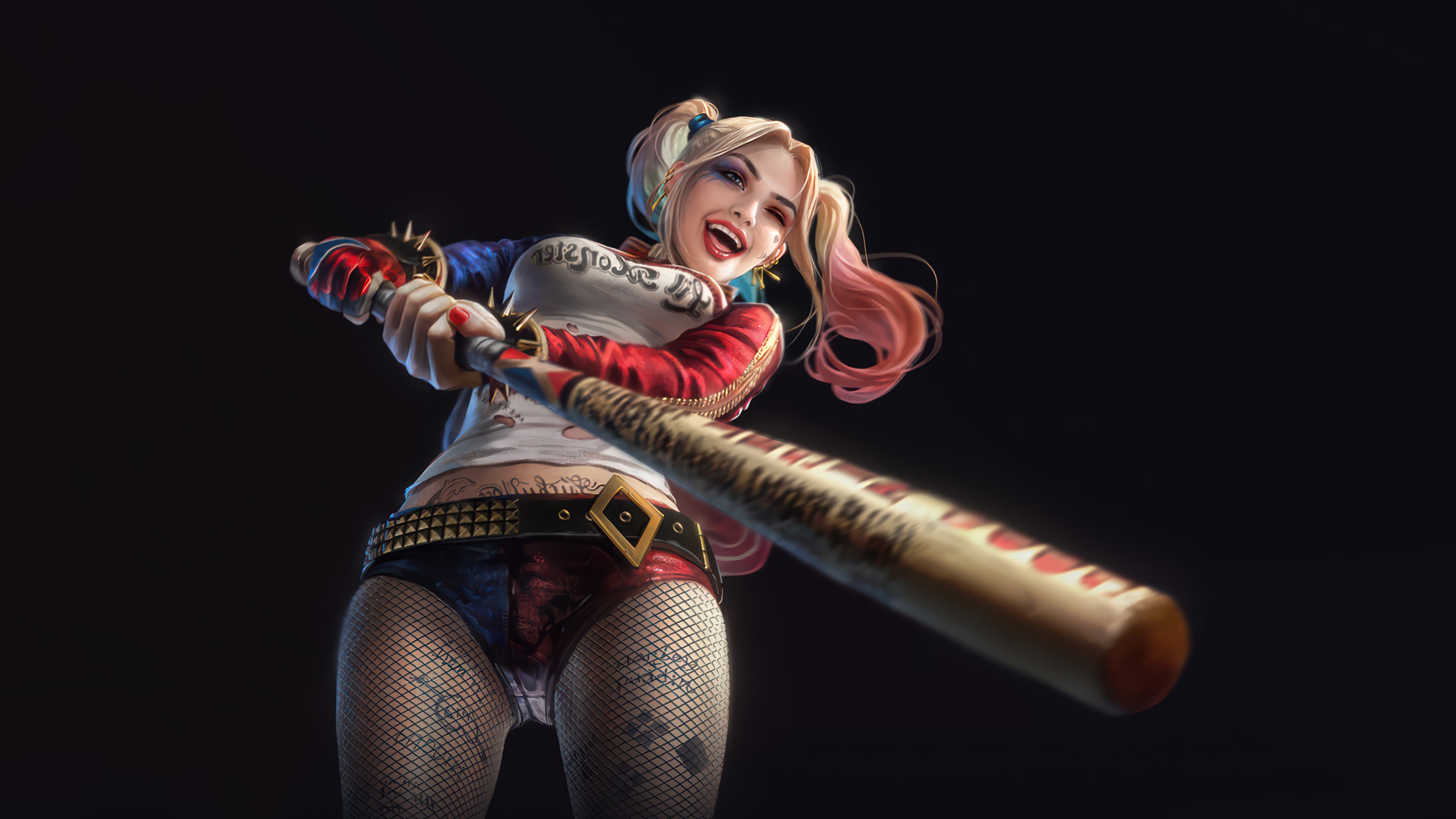 Harley Quinn Bat 4k Wallpaper