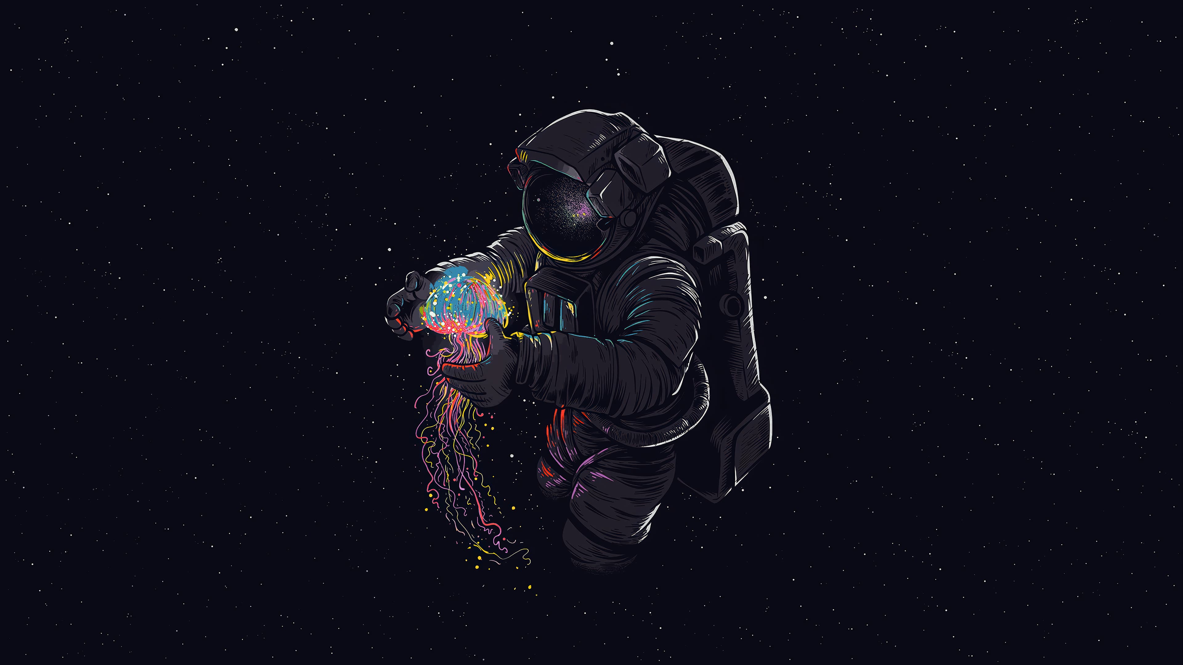 Astronaut Jelly Fish Space Digital Art 4k Wallpaper